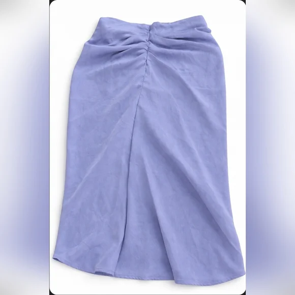 Talulah Lavender Wrap Midi Skirt M | Draped Front Tie Flowy Elegant - Picture 3 of 5